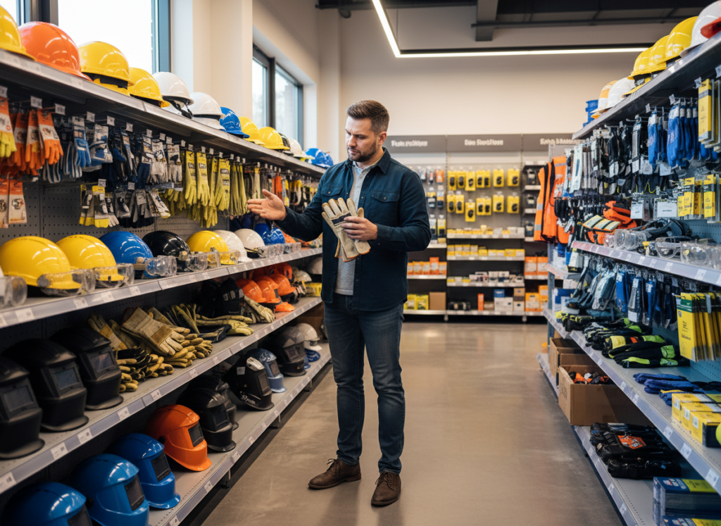 Homem em loja de EPI