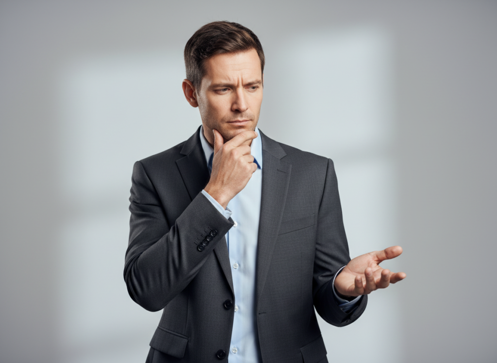 homem de terno pensativo