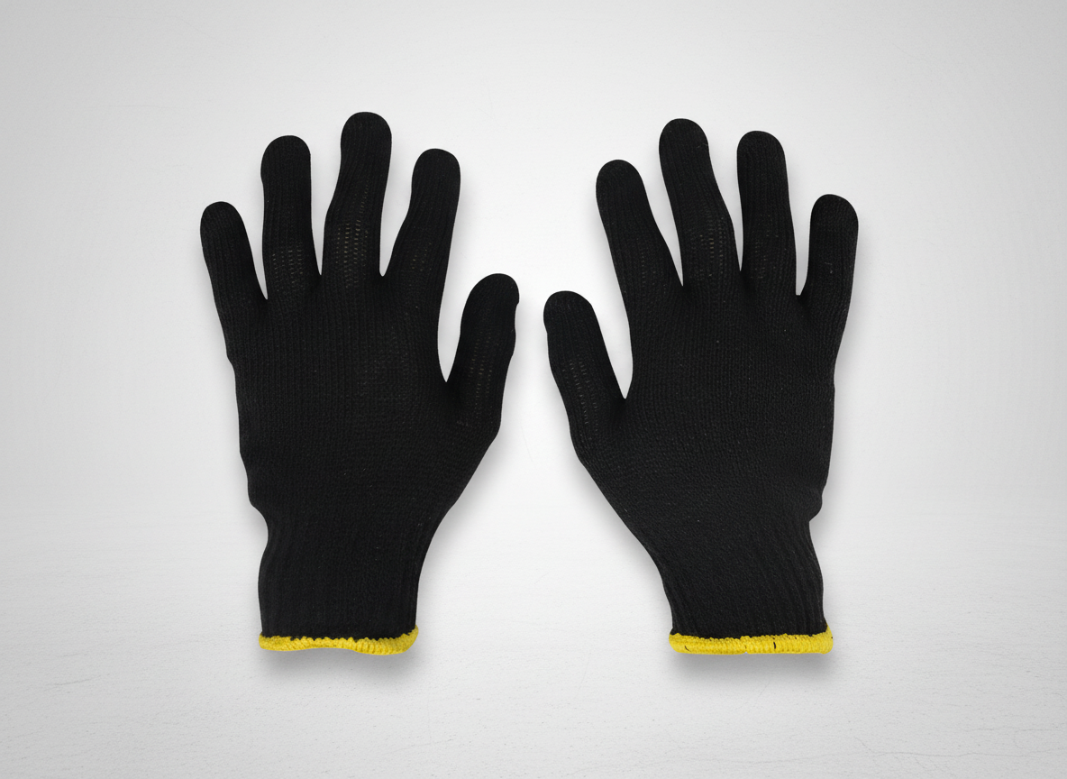 Luvas pretas com detalhes amarelos