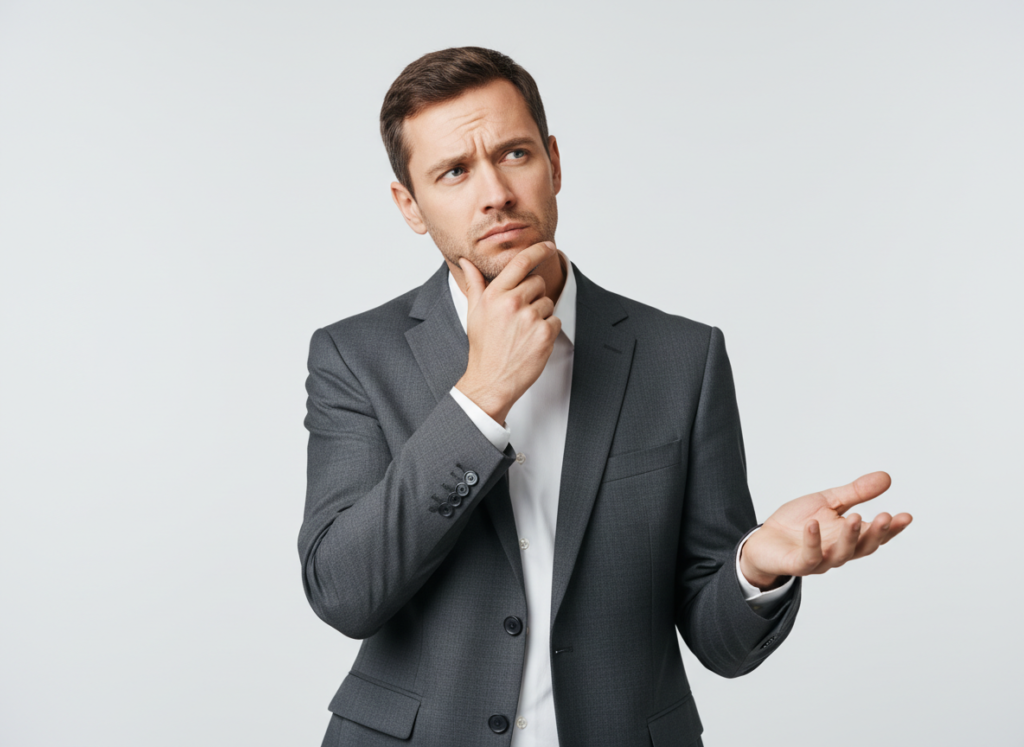 homem de terno pensativo