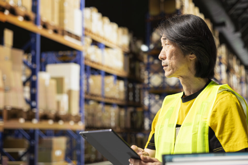 Homem organizando estoque